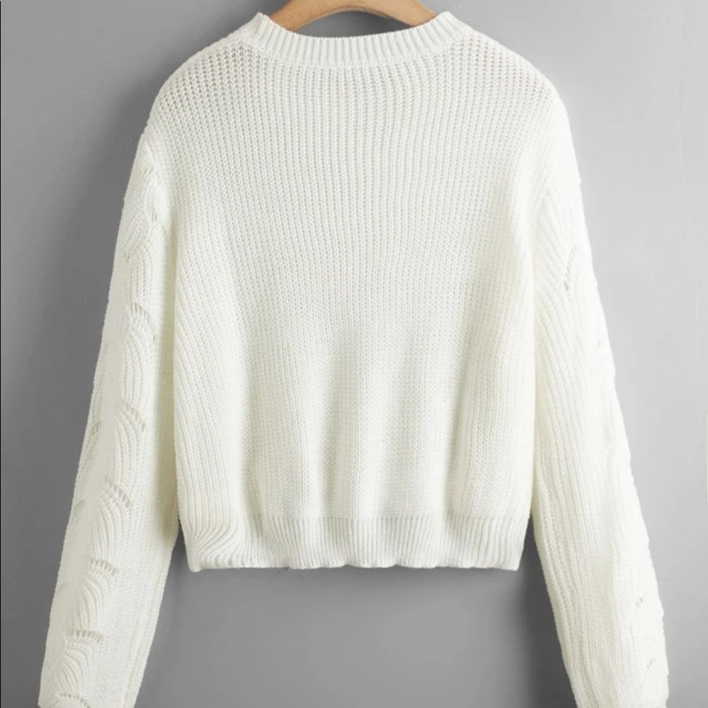 🤩host pick!🤩Pointelle knit ivory sweater - Picture 2 of 6